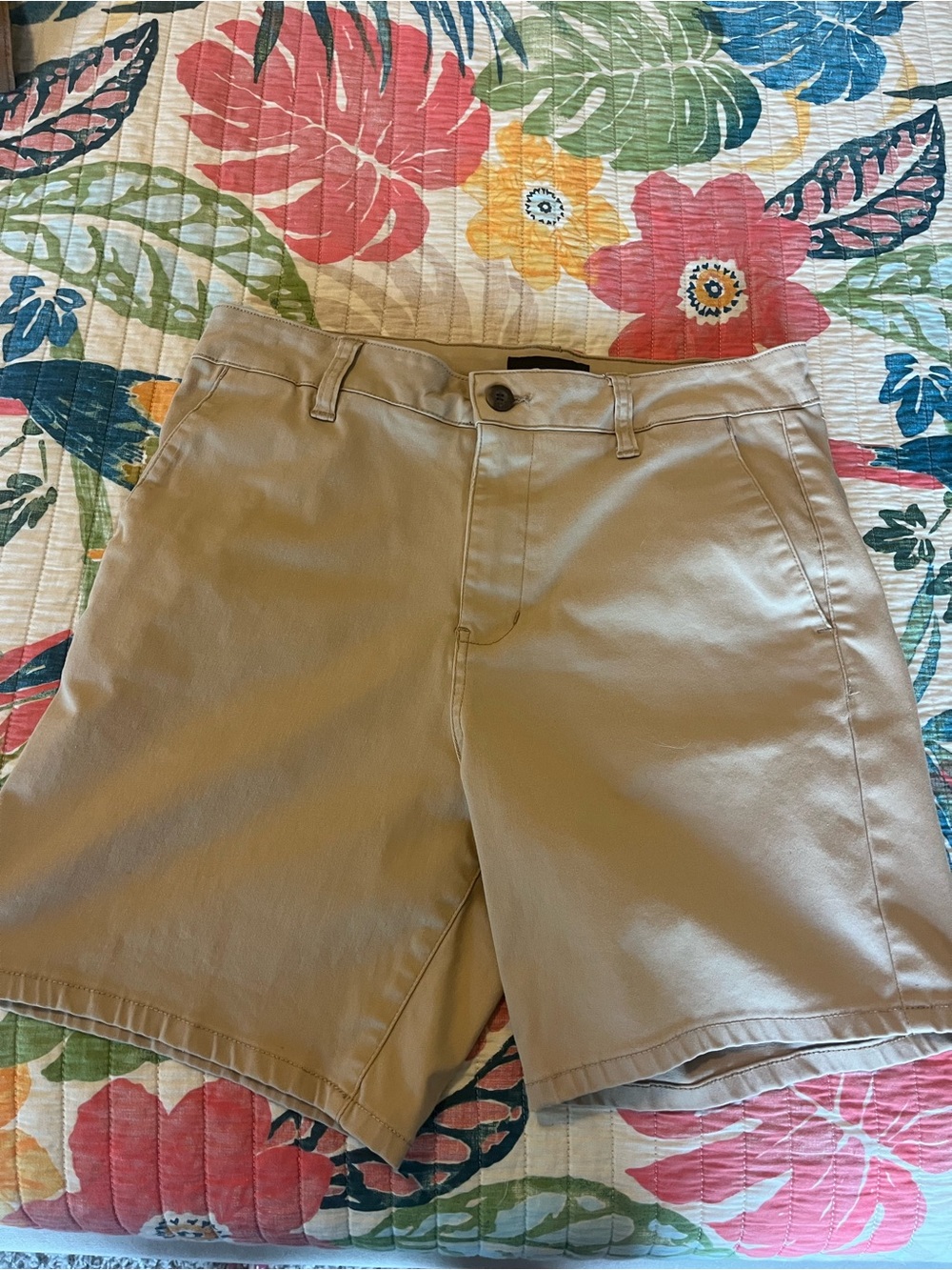 RSQ Men's Tan Flat-Front Cotton Chino Shorts